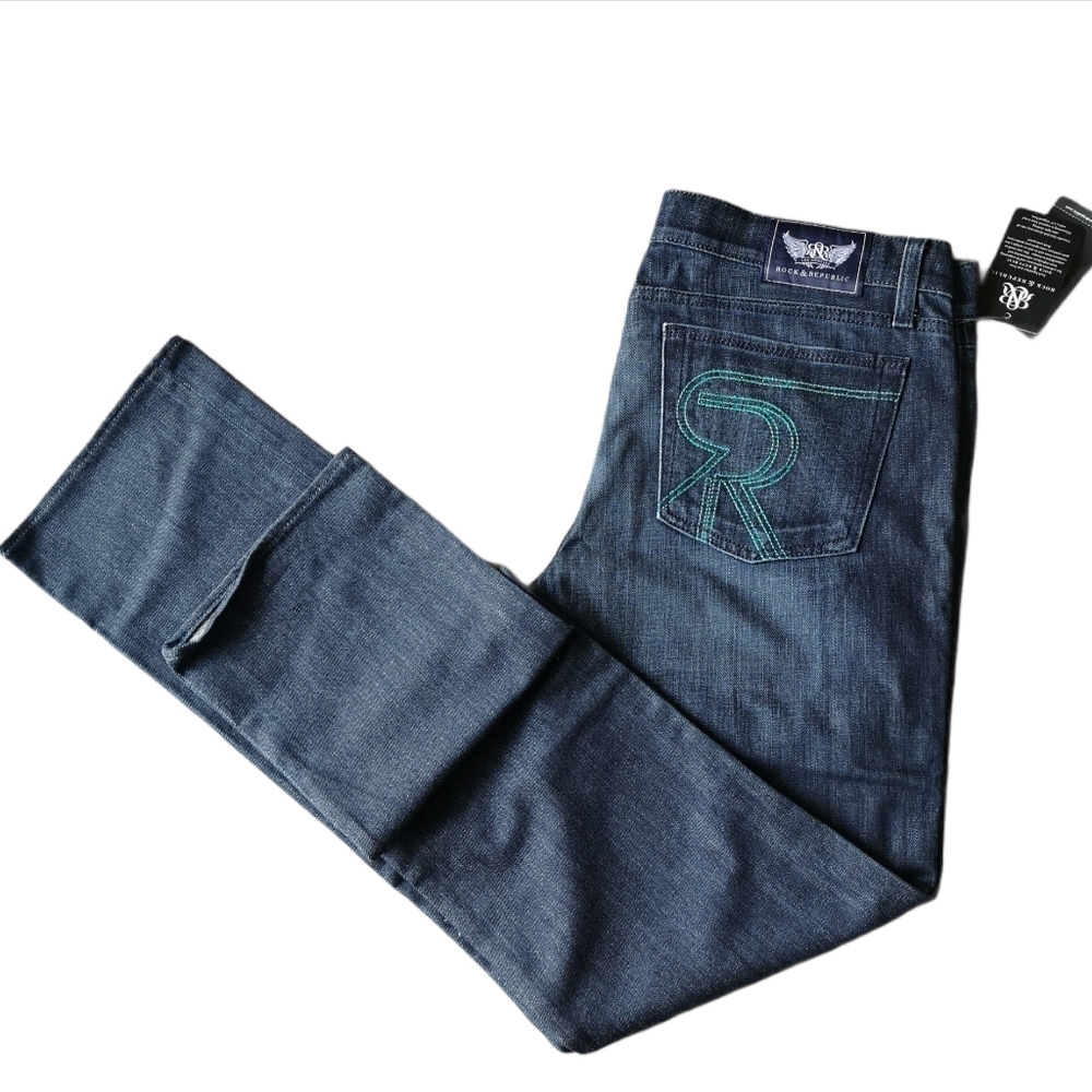 NEW! Rock & Republic Stella Straight Leg Jeans Dark Denim NWT